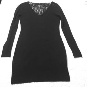 Venus Black sweater dress with crochet back panel